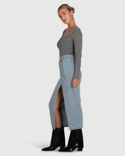 Outlet Belle & Bloom Can't Forget You Denim Midi Skirt