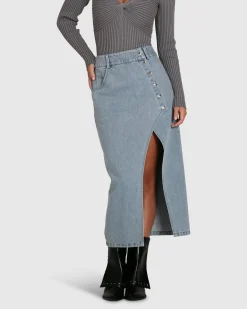 Outlet Belle & Bloom Can't Forget You Denim Midi Skirt