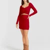 Discount Belle & Bloom C'est Belle Knit Mini Skirt - Red