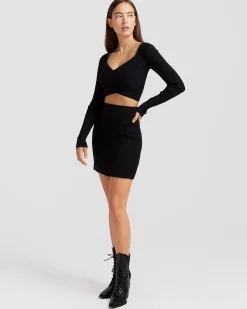 Fashion Belle & Bloom C'est Belle Knit Mini Skirt - Black