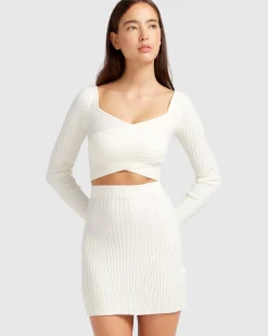 Clearance Belle & Bloom C'est Belle Knit Mini Skirt - Cream