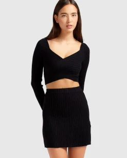 Fashion Belle & Bloom C'est Belle Knit Mini Skirt - Black