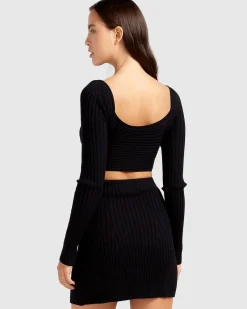 Fashion Belle & Bloom C'est Belle Knit Mini Skirt - Black