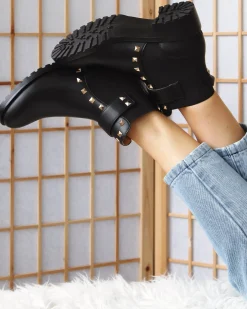 Fashion Belle & Bloom City Lights Leather Ankle Boot - Black