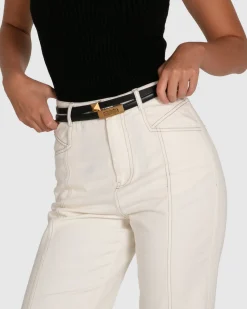Discount Belle & Bloom Cleopatra Pyramid Stud Leather Belt - Black