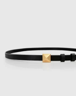 Discount Belle & Bloom Cleopatra Pyramid Stud Leather Belt - Black