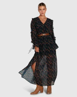 Sale Belle & Bloom Come As You Are Floral Maxi Dress - Navy