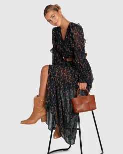 Sale Belle & Bloom Come As You Are Floral Maxi Dress - Navy