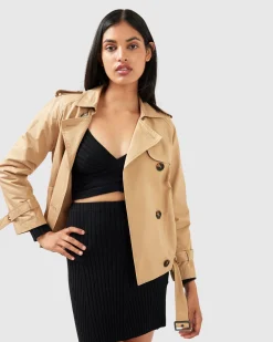 Best Belle & Bloom Cool Nights Cropped Trench Coat - Khaki