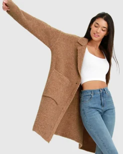Clearance Belle & Bloom Days Go By Sustainable Blazer Cardigan - Camel