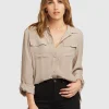 Outlet Belle & Bloom Eclipse Rolled Sleeve Blouse - Sand FINAL SALE SandFINALSALE