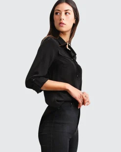 Outlet Belle & Bloom Eclipse Rolled Sleeve Blouse - Black
