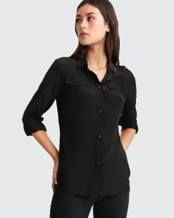 Outlet Belle & Bloom Eclipse Rolled Sleeve Blouse - Black