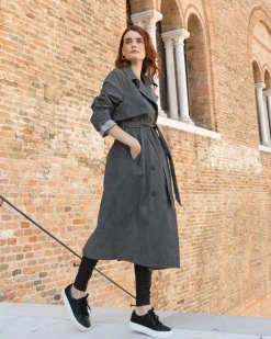 Discount Belle & Bloom Empirical City Trench Coat - Washed Black WashedBlack