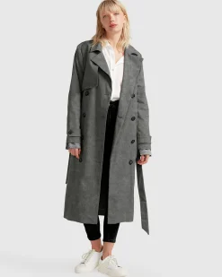 Discount Belle & Bloom Empirical City Trench Coat - Washed Black WashedBlack