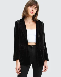 Hot Belle & Bloom Eternity Velvet Blazer - Black