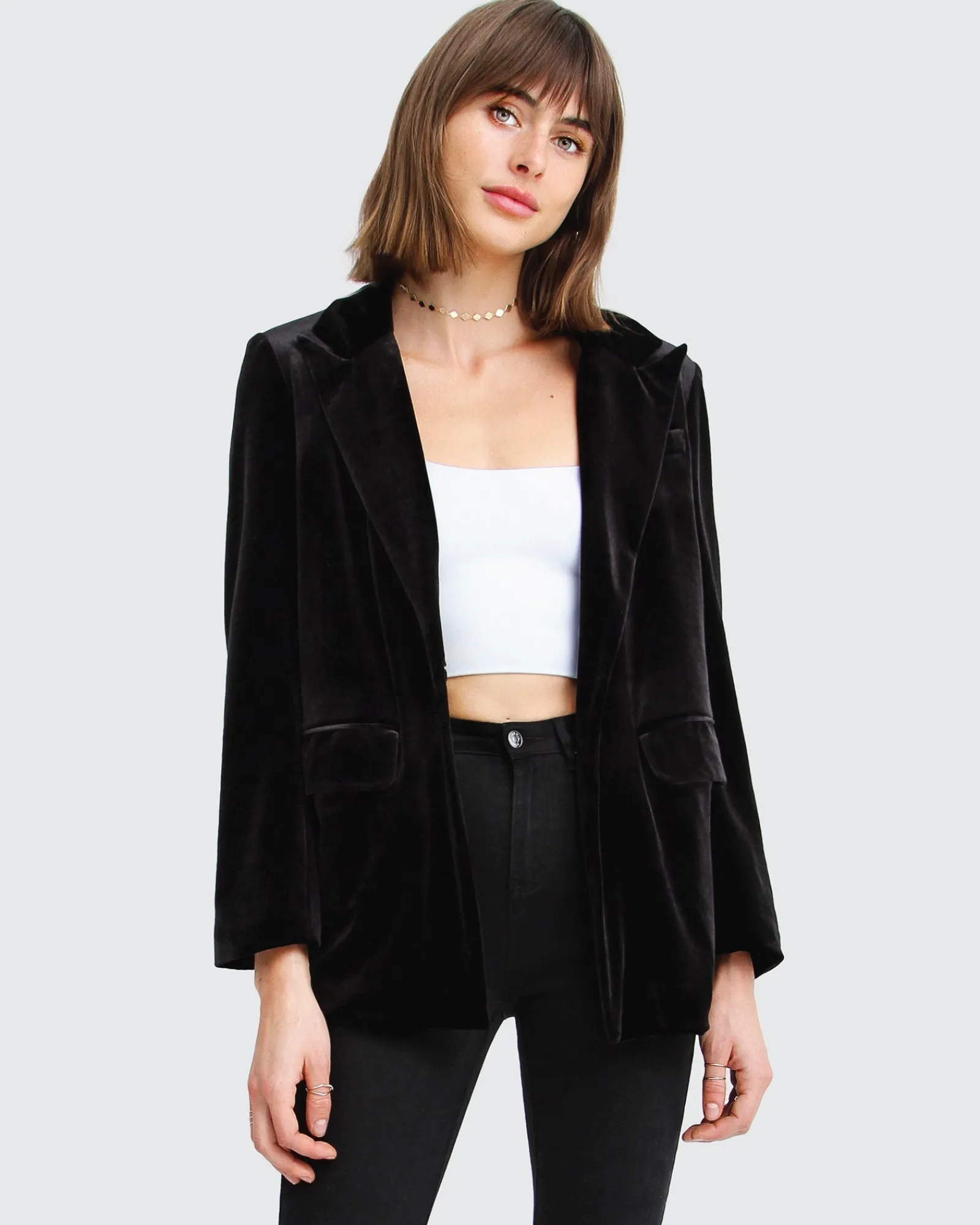 Hot Belle & Bloom Eternity Velvet Blazer - Black