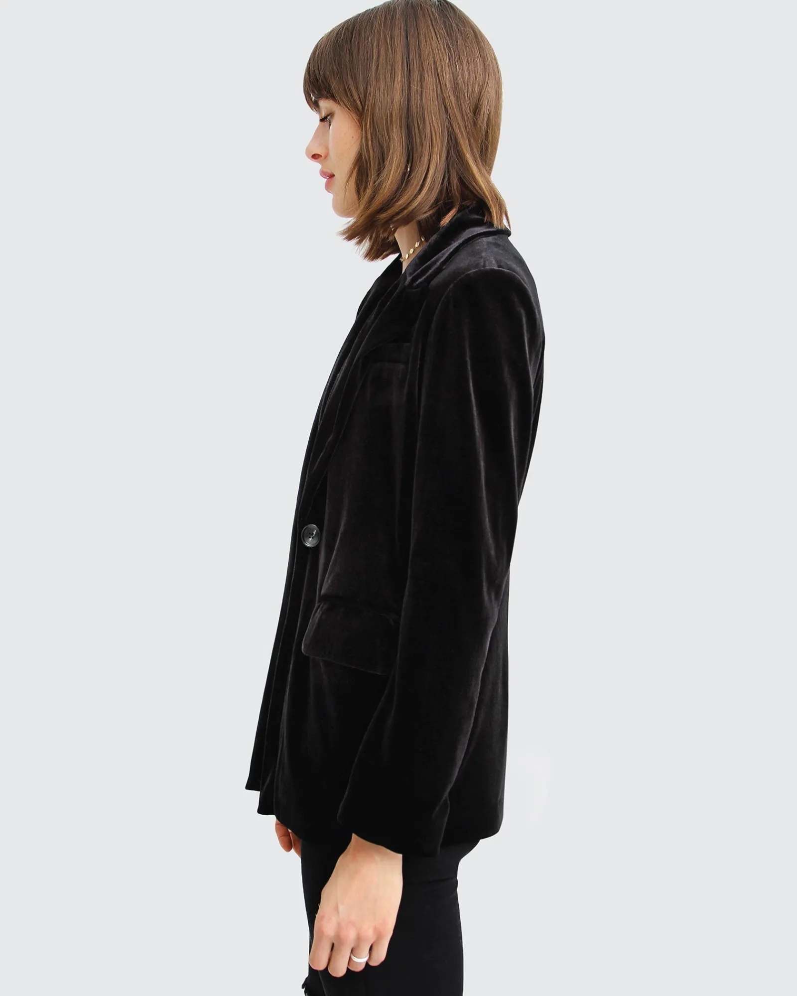 Hot Belle & Bloom Eternity Velvet Blazer - Black