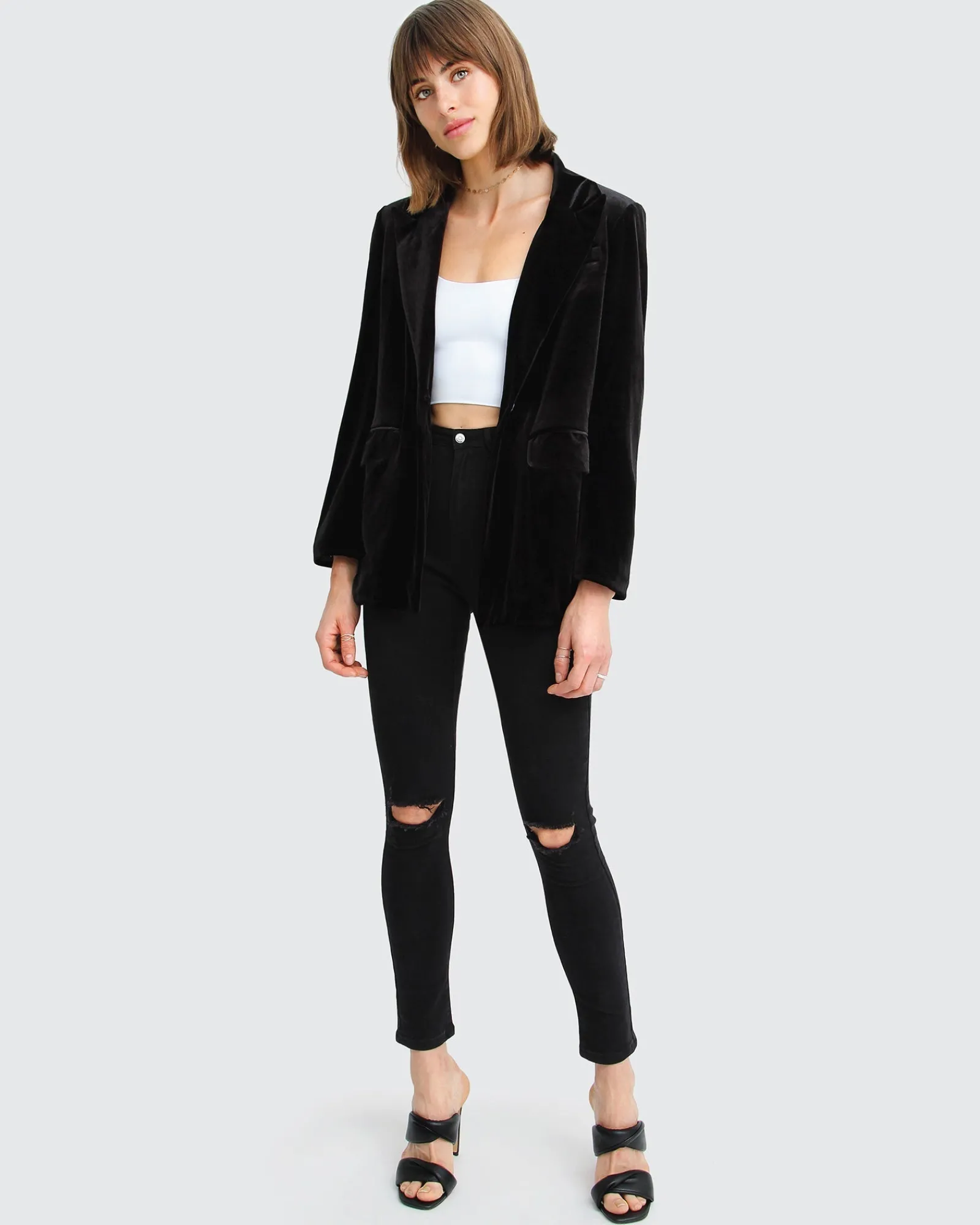 Hot Belle & Bloom Eternity Velvet Blazer - Black