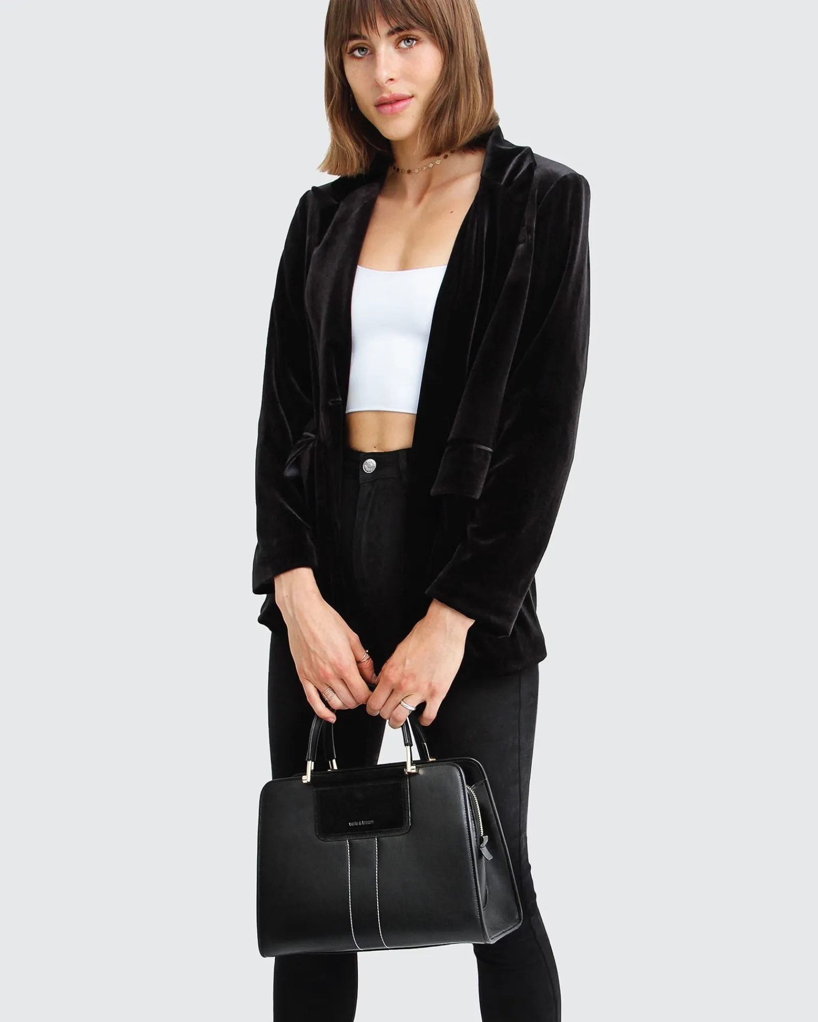 Hot Belle & Bloom Eternity Velvet Blazer - Black