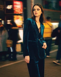 Online Belle & Bloom Eternity Velvet Blazer - Dark Teal DarkTeal