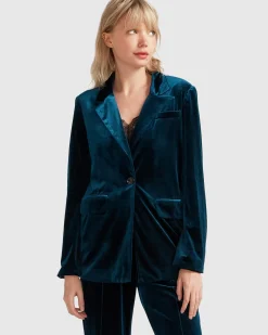 Online Belle & Bloom Eternity Velvet Blazer - Dark Teal DarkTeal