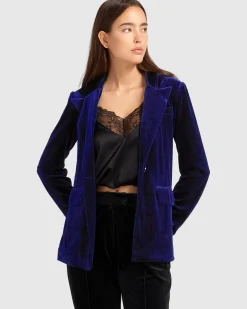 Discount Belle & Bloom Eternity Velvet Blazer - Royal Blue RoyalBlue