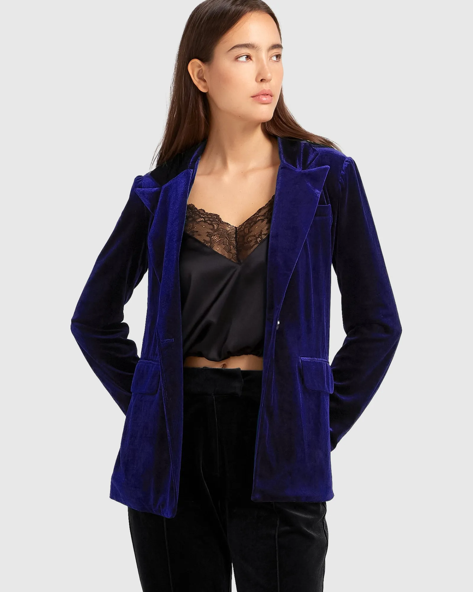Discount Belle & Bloom Eternity Velvet Blazer - Royal Blue RoyalBlue