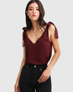 Sale Belle & Bloom Feel For You V-Neck Top - Burgundy NeckTop-Burgundy