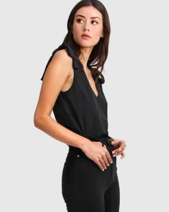 New Belle & Bloom Feel For You V-Neck Top - Black NeckTop-Black