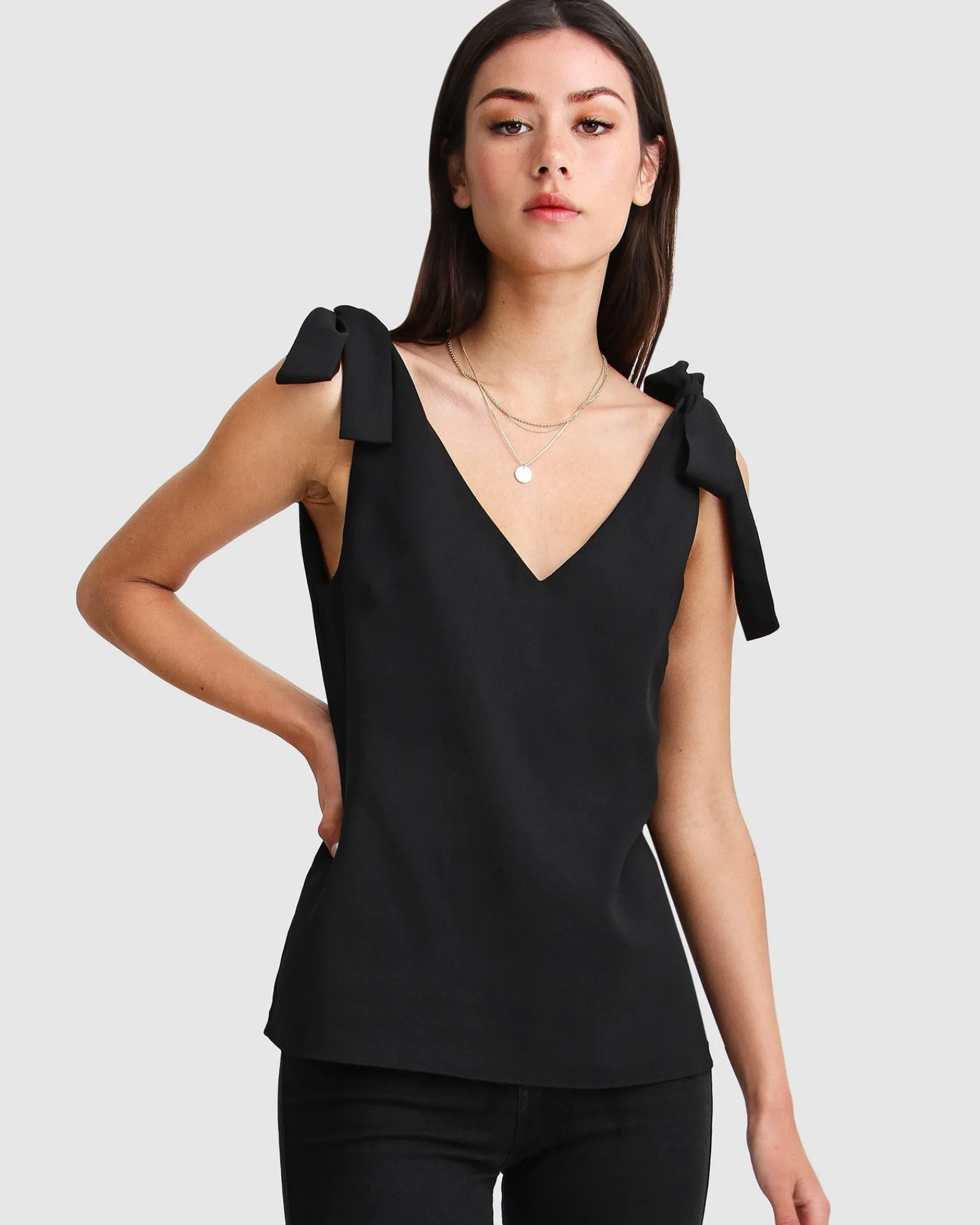 New Belle & Bloom Feel For You V-Neck Top - Black NeckTop-Black
