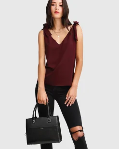 Sale Belle & Bloom Feel For You V-Neck Top - Burgundy NeckTop-Burgundy