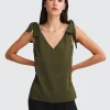 Online Belle & Bloom Feel For You V-Neck Top - Military NeckTop-Military