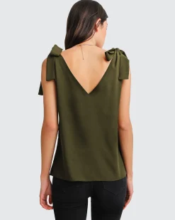 Online Belle & Bloom Feel For You V-Neck Top - Military NeckTop-Military