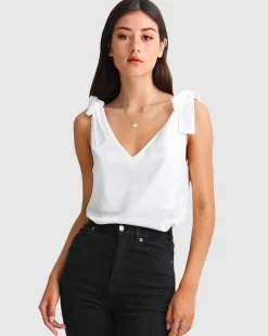 Clearance Belle & Bloom Feel For You V-Neck Top - White NeckTop-White