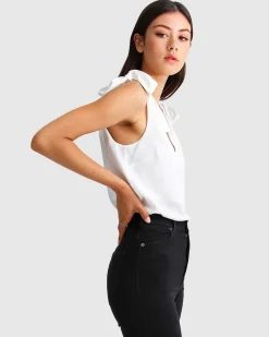 Clearance Belle & Bloom Feel For You V-Neck Top - White NeckTop-White