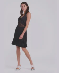 Clearance Belle & Bloom Feel It Still Lace Trim Mini Dress - Black