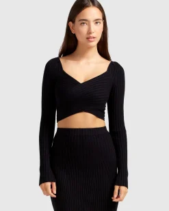 Fashion Belle & Bloom Forget Me Not Knit Crop - Black