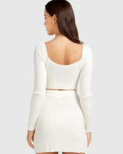 Clearance Belle & Bloom Forget Me Not Knit Crop - Cream