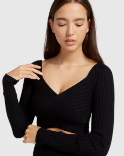 Fashion Belle & Bloom Forget Me Not Knit Crop - Black