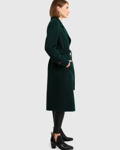 Clearance Belle & Bloom Front Runner Belted Coat - Dark Green DarkGreen