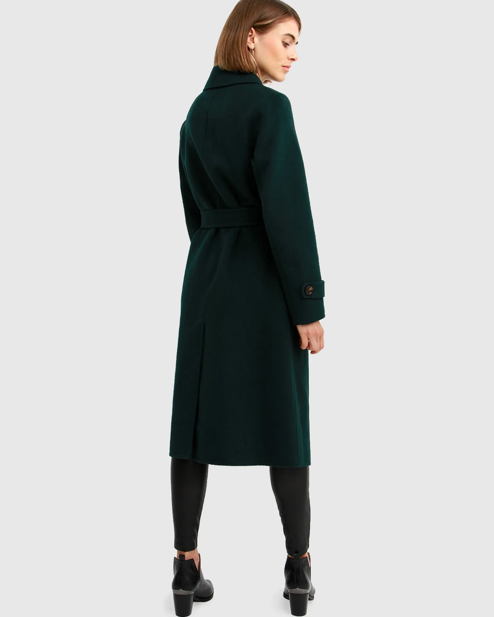 Clearance Belle & Bloom Front Runner Belted Coat - Dark Green DarkGreen