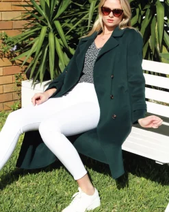 Clearance Belle & Bloom Front Runner Belted Coat - Dark Green DarkGreen
