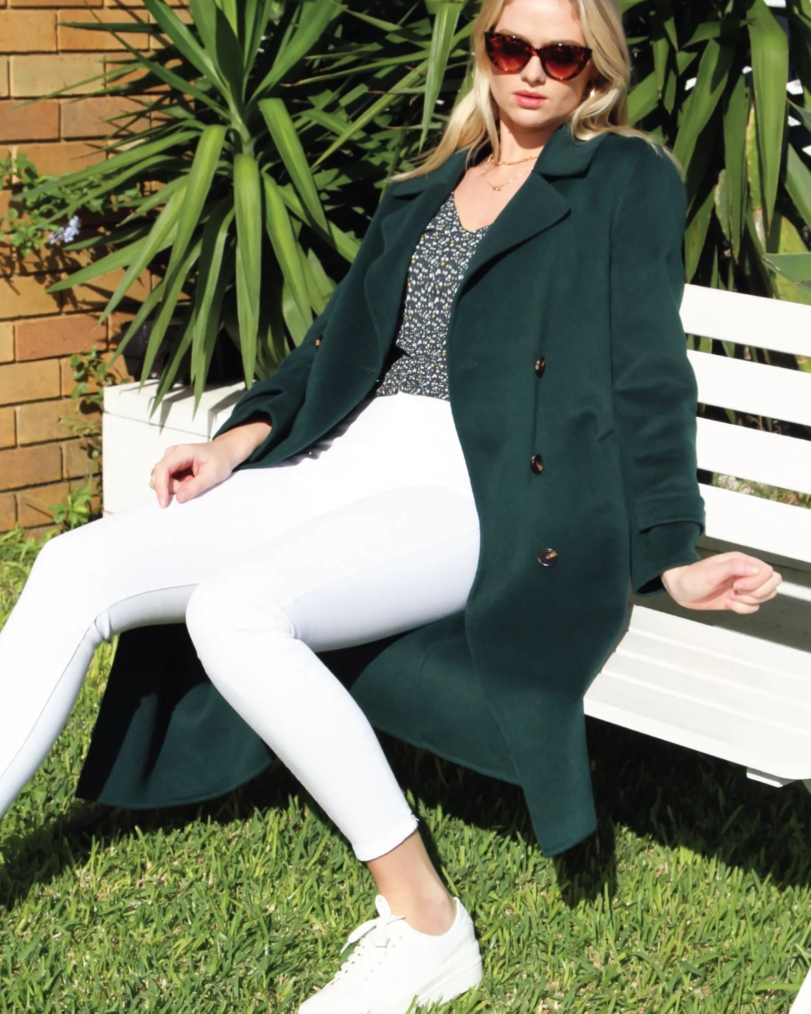 Clearance Belle & Bloom Front Runner Belted Coat - Dark Green DarkGreen