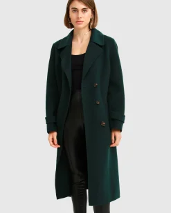 Clearance Belle & Bloom Front Runner Belted Coat - Dark Green DarkGreen