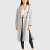 Discount Belle & Bloom Guestlist Oversized Double Breasted Coat - Grey Marle GreyMarle