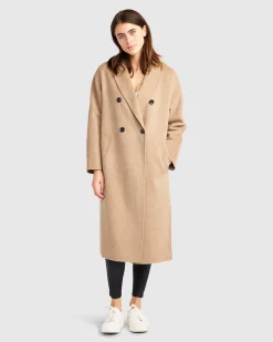 Online Belle & Bloom Guestlist Oversized Double Breasted C - Oat