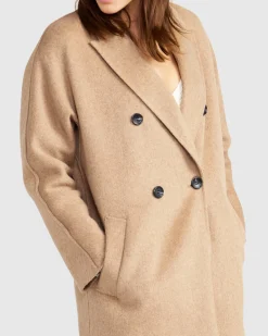 Online Belle & Bloom Guestlist Oversized Double Breasted C - Oat