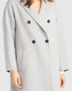 Discount Belle & Bloom Guestlist Oversized Double Breasted Coat - Grey Marle GreyMarle