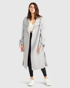 Sale Belle & Bloom Head Over Heels Collarless Robe Coat - Grey Marle GreyMarle